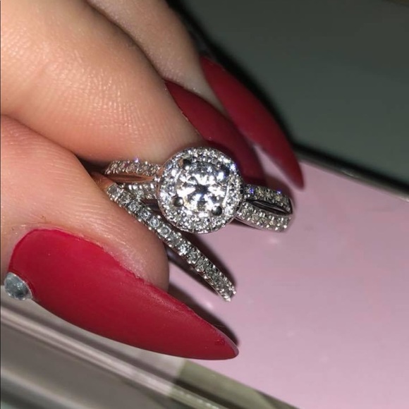14k white gold .75caret diamond 💍 wedding set